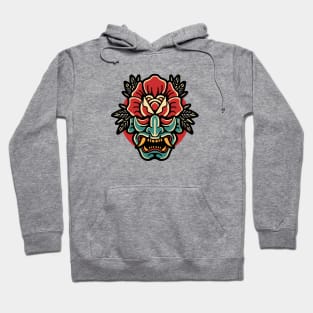 Retro Oni Mask with Rose Hoodie